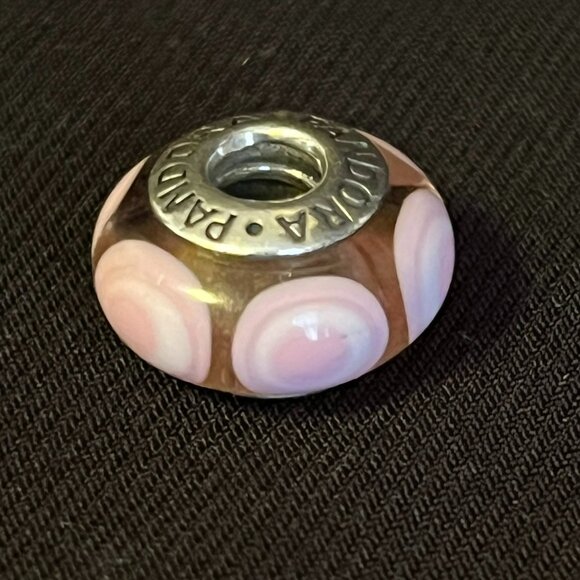 Pandora Pink Stepping Stones Murano Glass Charm – #790911 - Picture 2 of 6